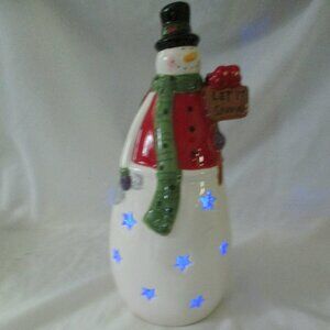 L.E.D. Color Changing Ceramic Snowman   Let It Snow